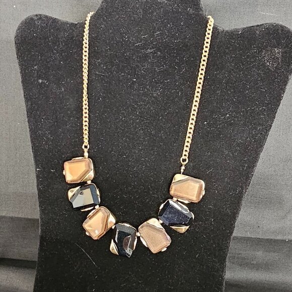 FINAL SALE - Vintage Charming Charlie Statement Necklace - Black and Brown - Picture 2 of 8